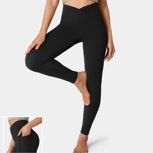 Halara black criss-cross leggings full length